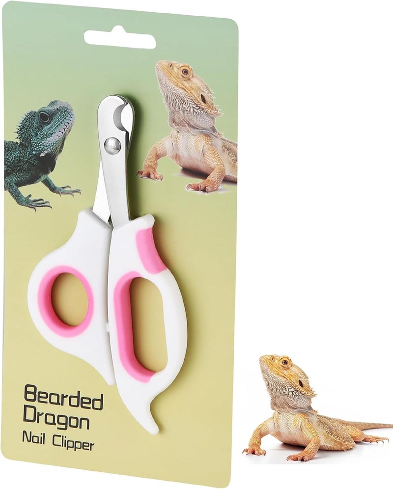 KEUYE Bearded Dragon Nail Clippers,Stainless Steel Bearded Dragon Toe Nail Clippers with Precise Angled Edges (Pinky White) - Image 1
